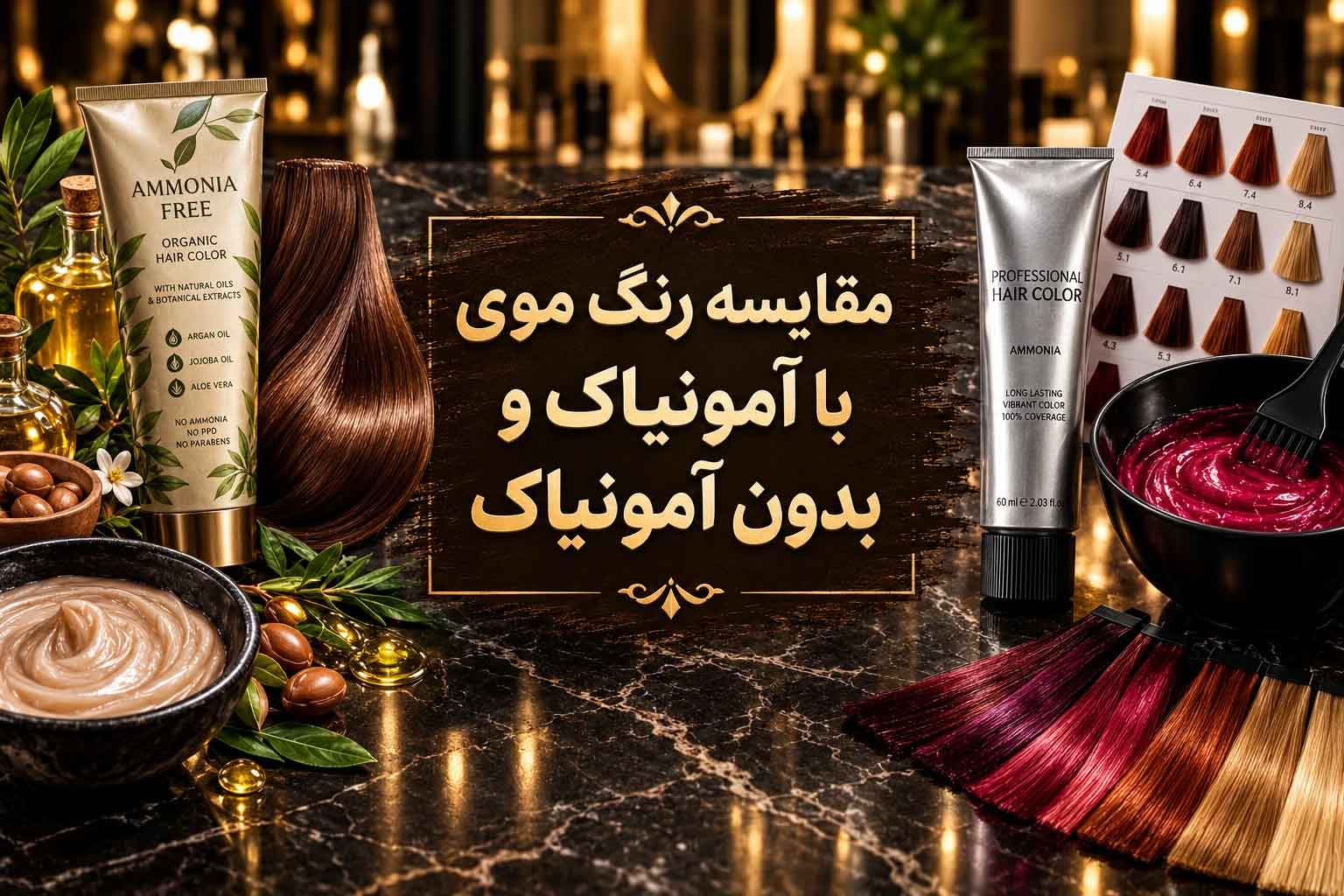 تفاوت رنگ موی با آمونیاک و بدون آمونیاک