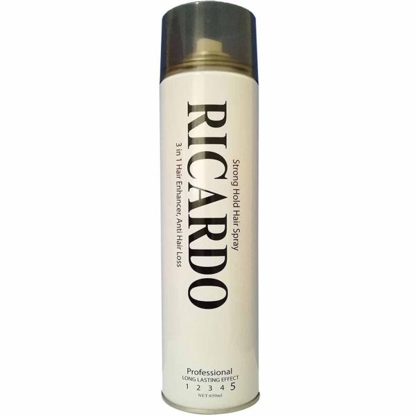 اسپری ریکاردو حالت دهنده مو مدل STRONG HOLD حجم 650 میل