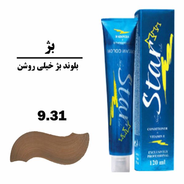 رنگ مو بلوند بژ خیلی روشن استار STAR سری بژ شماره 9.31 حجم 120 میلی لیتر
