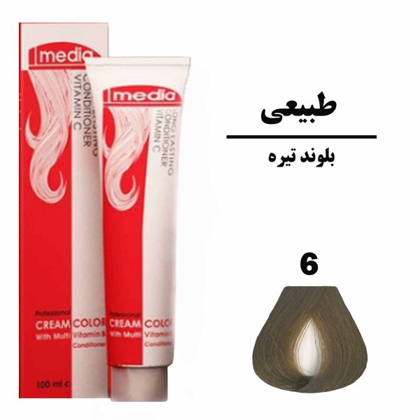 رنگ مو بلوند تیره مدیا سری طبیعی شماره 6 حجم 100 میلی لیتر
