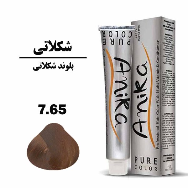رنگ مو بلوند شکلاتی آنیکا (ANIKA) سری شکلاتی شماره 7.65 حجم 100 میلی لیتر