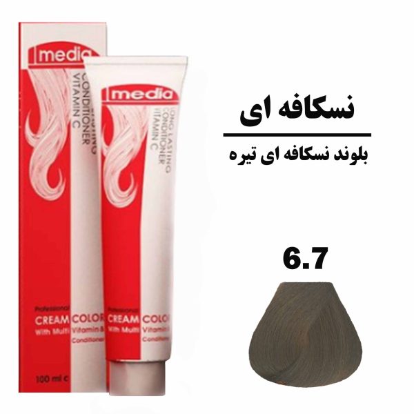 رنگ مو بلوند نسکافه ای تیره مدیا سری نسکافه ای شماره 6.7 حجم 100 میلی لیتر