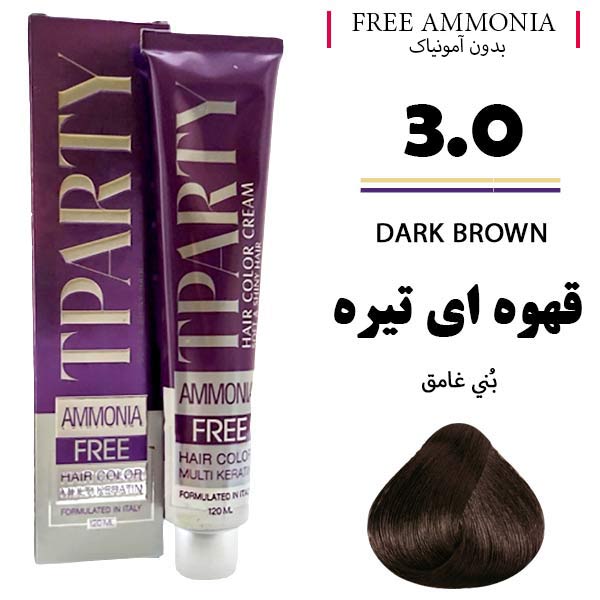 رنگ مو تیپارتی بدون آمونیاک 3.0 قهوهای تیره حجم 120 میل