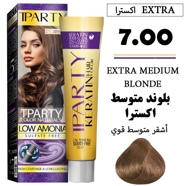 رنگ مو تیپارتی کم آمونیاک 7.00 بلوند متوسط اکسترا حجم 120 میل