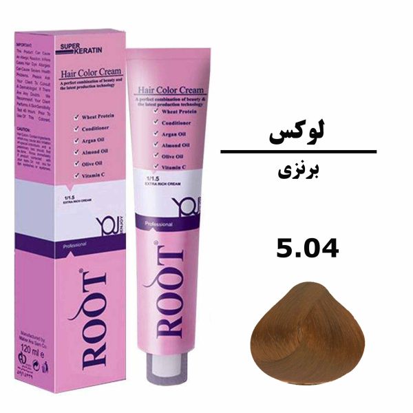 رنگ موی برنزی روت ROOT سری لوکس شماره 5.04 حجم 120 میلی لیتر