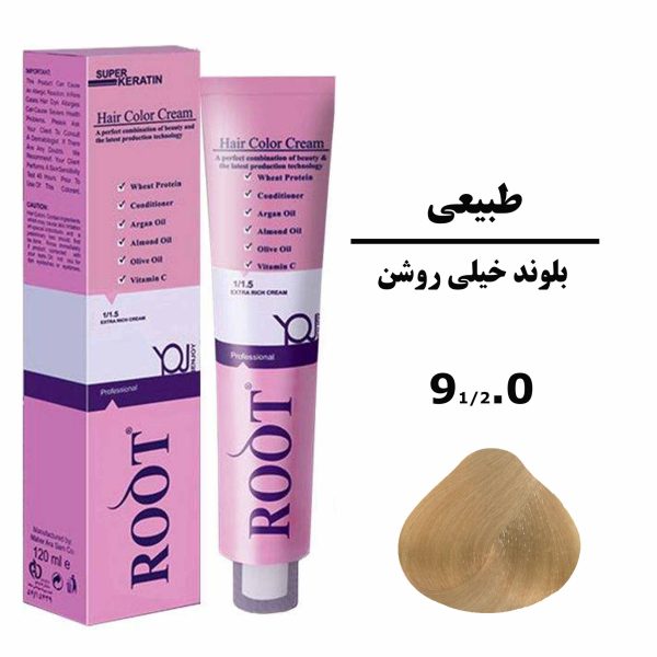 رنگ موی بلوند خیلی روشن روت ROOT سری طبیعی شماره 91/2.0 حجم 120 میلی لیتر