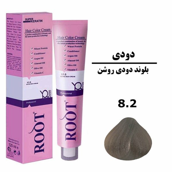 رنگ موی بلوند دودی روشن روت ROOT سری دودی شماره 8.2 حجم 120 میلی لیتر