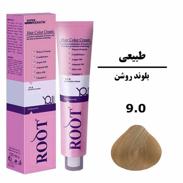رنگ موی بلوند روشن روت ROOT سری طبیعی شماره 9.0 حجم 120 میلی لیتر