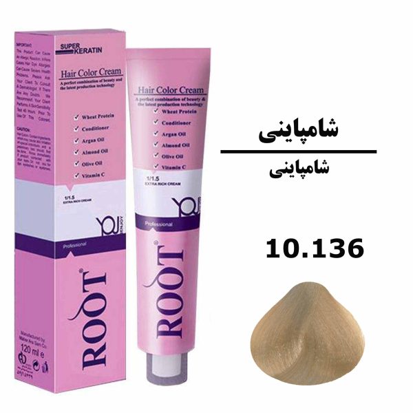 رنگ موی شامپاینی روت ROOT سری شامپاینی شماره 10.136 حجم 120 میلی لیتر