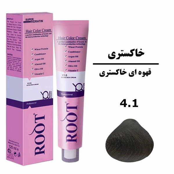 رنگ موی قهوه ای خاکستری روت ROOT سری خاکستری شماره 4.1 حجم 120 میلی لیتر