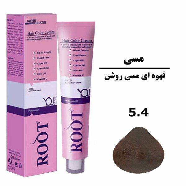 رنگ موی قهوه ای مسی روشن روت ROOT سری مسی شماره 5.4 حجم 120 میلی لیتر