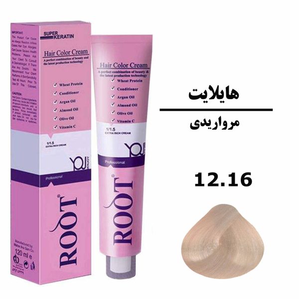 رنگ موی مرواریدی روت ROOT سری هایلایت شماره 12.16 حجم 120 میلی لیتر