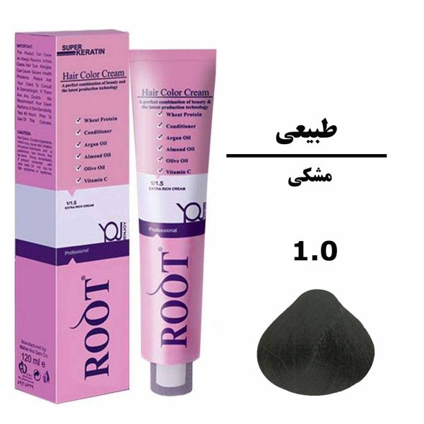 رنگ موی مشکی روت ROOT سری طبیعی شماره 1.0 حجم 120 میلی لیتر