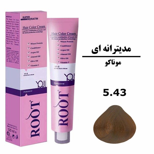 رنگ موی موناکو روت ROOT سری مدیترانه ای شماره 5.43 حجم 120 میلی لیتر