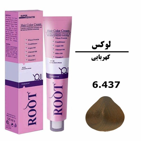 رنگ موی کهربایی روت ROOT سری لوکس شماره 6.437 حجم 120 میلی لیتر