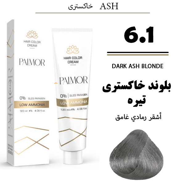 رنگ موی پالمور شماره 6.1 حجم 120 میلی لیتر رنگ قهوهای خاکستری تیره
