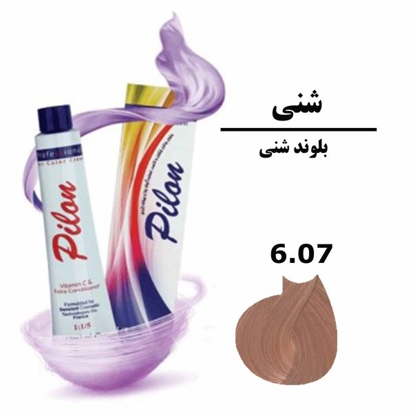 رنگ موی بلوند شنی پیلون PILON سری شنی شماره 6.07 حجم 120 میلی لیتر