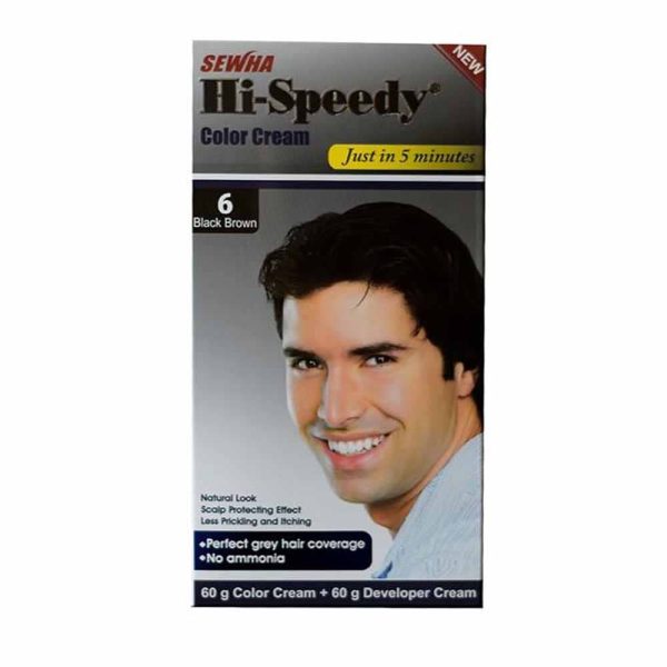رنگ موی مردانه های اسپیدی شماره 6 hi-speedy مشکی قهوه ای