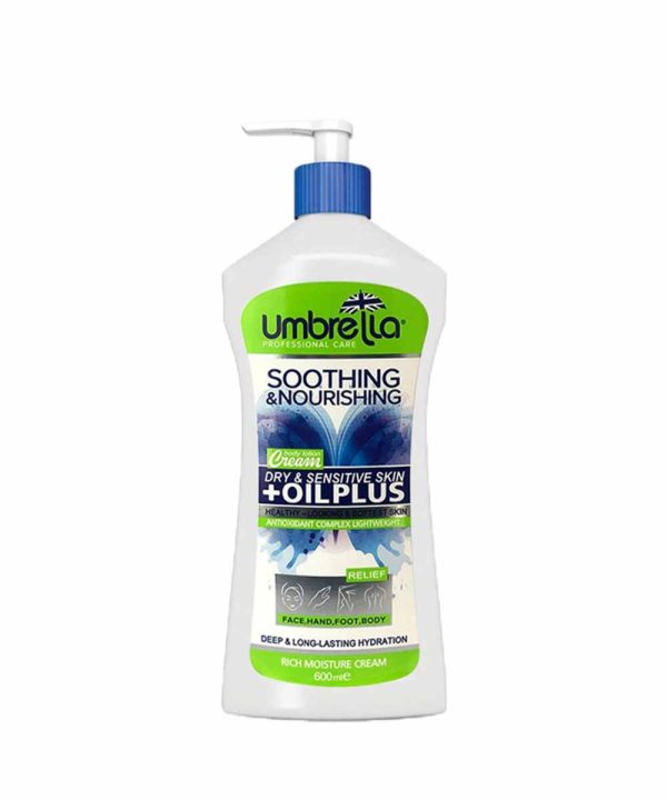 کرم پمپی آمبرلا (oil plus) مخصوص پوست خشک حجم 600 میلی لیتر